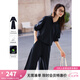 梵希蔓藏青色開春穿搭衛(wèi)衣套裝女2025年新款連帽外套闊腿褲兩件套 A0675 藏青色 XL