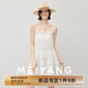 美洋（MEIYANG）花田裙 田園小精靈 全棉浪漫繡花半裙/吊帶裙新品連衣裙 米白色（連衣裙） M
