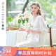 美標(biāo)商場同款禮物七分袖重磅100%真絲睡裙女夏桑蠶絲綢睡衣花邊連衣裙 白色 XL (170/92A)