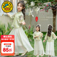 G.DUCKKIDS小黃鴨女童漢服套裝兒童旗袍夏季中國風(fēng)夏裝公主裙女孩唐裝兩件套 翠綠色 120 尺碼5~6歲【110-120cm】