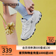 斯凱奇（Skechers）女鞋秋冬小白熊休閑鞋子厚底增高百搭運動軟底老爹鞋99999863 白色/海軍藍色/WNV 37