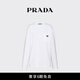 PRADA/普拉達【禮物】女士三角形徽標(biāo)飾平紋針織長袖T恤 白色 S