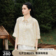謎底襯衫五分袖女2025夏季新款小碎花清新出游寬松襯衣256MC6204 淡黃花 S