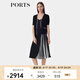 PORTS寶姿女裝2024春季新款時尚優(yōu)雅撞色褶裥拼接優(yōu)雅中長半裙 黑色 S (4)