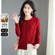 雪中飛（SNOWFLYING）100%綿羊毛女式羊毛開(kāi)衫圓領(lǐng)毛衣外套2025秋冬新款百搭針織毛衣