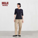 無(wú)印良品（MUJI）女式萊賽爾混羅紋編織五分袖針織衫女裝上衣25年秋季短袖內(nèi)搭 黑色 L (165/88A)
