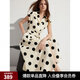 ELLE復(fù)古波點(diǎn)收腰無(wú)袖連衣裙女2024夏季新款中長(zhǎng)款高端精致裙子 波點(diǎn) S