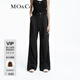 MO&Co.【涼感】休閑褲運動(dòng)風(fēng)松緊高腰寬松直筒戶(hù)外時(shí)裝摩安珂 黑色 S 160