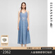 歌力思（ELLASSAY）2025夏季新款棉氣質(zhì)設(shè)計(jì)感蕾絲拼接牛仔吊帶連衣裙女EWE361N01900 牛仔藍(lán) L