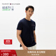 TOMMY HILFIGER25春夏新款男裝蜂窩肌理鑲邊修身短袖/撞色袖口純棉上衣T恤 【蜂窩肌理】藏青色DW5 M （推薦：130-140斤）