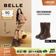 百麗（Belle）七夕禮物周游世界絨面西部靴女冬新商場款厚底休閑靴E6G2DDZ5 啡色 37