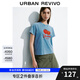 UR2025夏季新款女裝美式復古水洗印花短袖T恤UYL450077 藍色 M