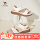 駱駝（CAMEL）【好物體驗】魔術(shù)貼休閑涼鞋露趾厚底休閑媽媽鞋羅馬涼鞋 L24M022621米白 36