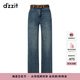 DZZIT【明星同款】牛仔褲2024冬季新款丹寧主義百搭褲子女3I4R6021S 藍色 M