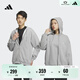 adidas休閑舒適寬松加絨連帽夾克外套男女秋冬阿迪達斯官方輕運動(dòng)   中麻灰   L