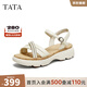 他她（TATA）2025秋商場(chǎng)同款簡(jiǎn)約百搭女休閑涼鞋新款URZ01BL5 米白 37