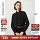 朗姿法式宮廷風(fēng)復古木耳邊領(lǐng)襯衫上衣通勤長(cháng)袖襯衣年春季新款 黑色2 L