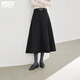 對白黑色A字半身裙女2025冬季新款氣質(zhì)優(yōu)雅通勤顯瘦大擺中長(cháng)傘裙 靜謐黑 M