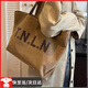 接運貓帆布袋大容量帆布女包平板袋手提包袋百搭托特包大學(xué)生上課通勤包 卡其色 【40*36*32】