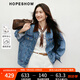 紅袖復古水洗牛仔外套2025秋季新款女裝撞色燈芯絨翻領(lǐng)百搭氣質(zhì)上衣 牛仔藍071 XL