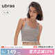 ubras半月領(lǐng)bra-in一體織吊帶背心帶胸墊美背內搭內衣女可外穿 茶棕灰色 M