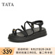 他她（TATA）厚底沙灘涼鞋女一字帶運動涼鞋女白色2025夏新款CXZ02BL5 黑色 38
