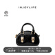 INJOYLIFE鎖扣饅頭包黑金千金風(fēng)高級(jí)感復(fù)古單肩斜挎包小手提包貝殼包 黑色