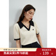 獨(dú)束大碼女裝【多色可選】Polo領(lǐng)T恤女夏裝新款微胖mm撞色休閑上衣 奶油米 2XL