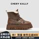 CHERY KALLY【雪地戀曲】氣質(zhì)時尚厚底雪地靴女士皮毛一體2025冬季加絨短靴子 咖啡色 Coffee 37