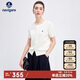 Navigare意大利小帆船女彈力短袖針織開衫純色圓領(lǐng)外套2324595501 白 L 