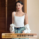 美洋（MEIYANG）省心小吊帶 自帶胸墊可調節肩帶U領(lǐng)細吊帶長(cháng)短款背心夏季新款上衣 白色(短款) M