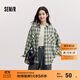 森馬[商場(chǎng)同款]長(cháng)袖襯衫女中長(cháng)款oversize春2025新款格紋上衣復古 綠色調00444 M (160) /84A