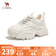 駱駝（CAMEL）老爹鞋女運(yùn)動拼接鞋面厚底休閑鞋 L24S283622 米色（四季款） 37
