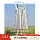 茵曼（INMAN）亞麻歐若風(fēng)薄款植物碎花半身裙女裝2025年夏季新品a字中長(cháng)傘裙子 月藍 XL