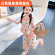 白葵曼女童防蚊褲夏季套裝2025新寶寶棉綢兒童洋氣小女孩薄款夏裝兩件套 套裝密拷花花桔 120