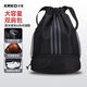 KRKO卡庫運動(dòng)包男游泳包干濕分離籃球包足球背包訓練健身束口抽繩雙肩背包 黑色【大容量丨獨立鞋倉丨防水】