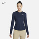 耐克女子輕薄長(cháng)袖高爾夫上衣冬季修身防曬速干印花NIKE UV DH2069 451黑曜石色/白 M