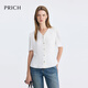 PRICH淡人穿搭氣質(zhì)V領(lǐng)短袖襯衫2025夏季新款垂墜感收腰顯瘦上衣女 10白色 M (165)
