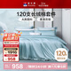 富安娜 純棉四件套 120s長(cháng)絨棉貢緞A類(lèi)單雙人全棉套件 230*229cm 藍色