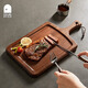 咚西牛排餐盤(pán)家用烏檀木砧板方盤(pán)實(shí)木西餐盤(pán)牛扒盤(pán)披薩托盤(pán)露營(yíng)含刀叉 烏檀木牛排板 38x21x2+胡桃木刀叉
