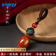 YWU紅瑪瑙汽車(chē)鑰匙扣掛件適用奔馳寶馬男女款復古手工掛飾 平安相伴
