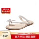 百麗（Belle）小福蝶夾腳人字拖女商場(chǎng)款水鉆拖鞋A9K1DBL4 銀色-平跟款 40 (250mm)