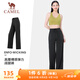 駱駝（CAMEL）顯瘦闊腿褲女高腰彈力直筒運動褲 Y24BAWL6041 幻影黑 L