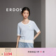ERDOS 春夏圓領(lǐng)雙提短袖純棉法式文藝復古修身女套衫針織衫 天青色 M 160/84A
