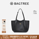 BAGTREE李思思同款包包樹(shù)晚楓包輕奢植鞣皮大容量托特包通勤單肩電腦女包 黑色-中號 可裝14寸電腦 高級小眾