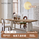 莫語(yǔ)麥兜餐桌原創(chuàng)設(shè)計(jì)法式奶油風(fēng)實(shí)木餐桌椅組合原木色書(shū)桌 臺(tái)面白橡實(shí)木飾面【2.2米】