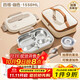 集刻316不銹鋼飯盒上班族可微波爐加熱便當(dāng)盒學(xué)生小學(xué)生保溫餐盒關(guān)羽 316不銹鋼【咖色】4格+便當(dāng)袋 帶可收納不銹鋼筷勺