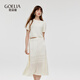 歌莉婭女裝波西米亞風(fēng)長(cháng)裙套裝亞麻編織上衣半裙氣質(zhì)沙灘裙1C6CAA370 05W米白 S