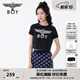 BOY LONDON夏女士短袖短款LOGO印花顯瘦修身高腰T恤W01001 灰色 S