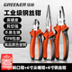 綠林（GREENER）鉗子三件家用套裝老虎鋼絲鉗尖嘴鉗斜口斜嘴鉗省力夾持電工工具
